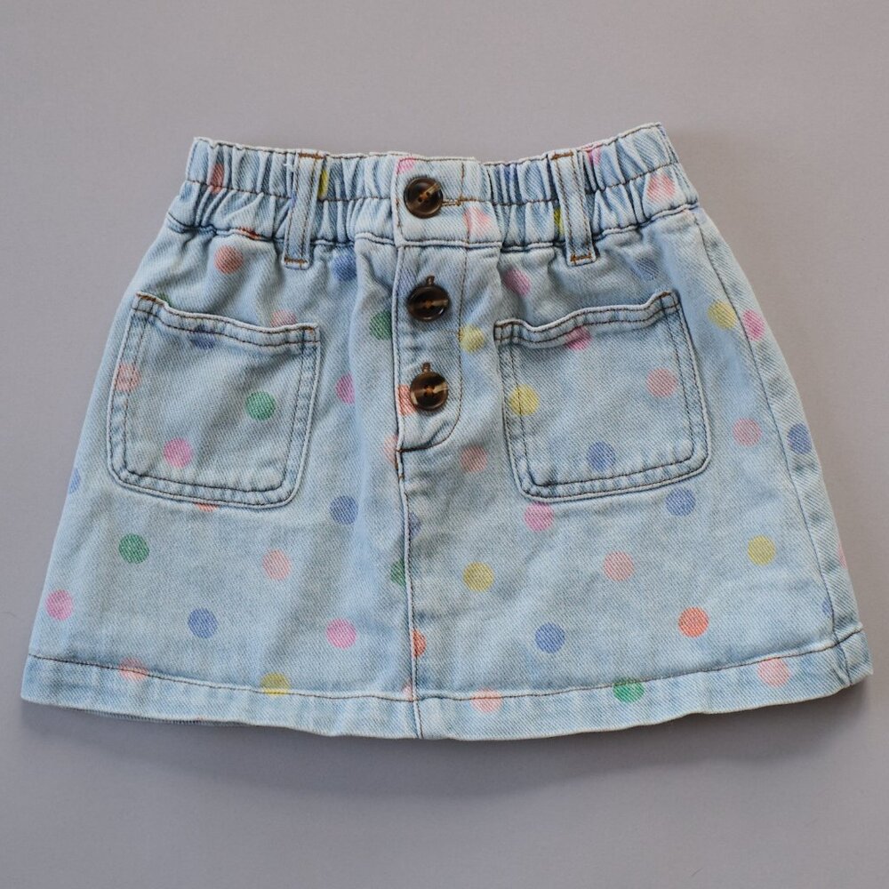 MINI BODEN PULL-ON MINI SKIRT IN DENIM MULTI SPOT